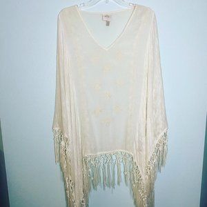 Knox Rose Cream Fringe Poncho